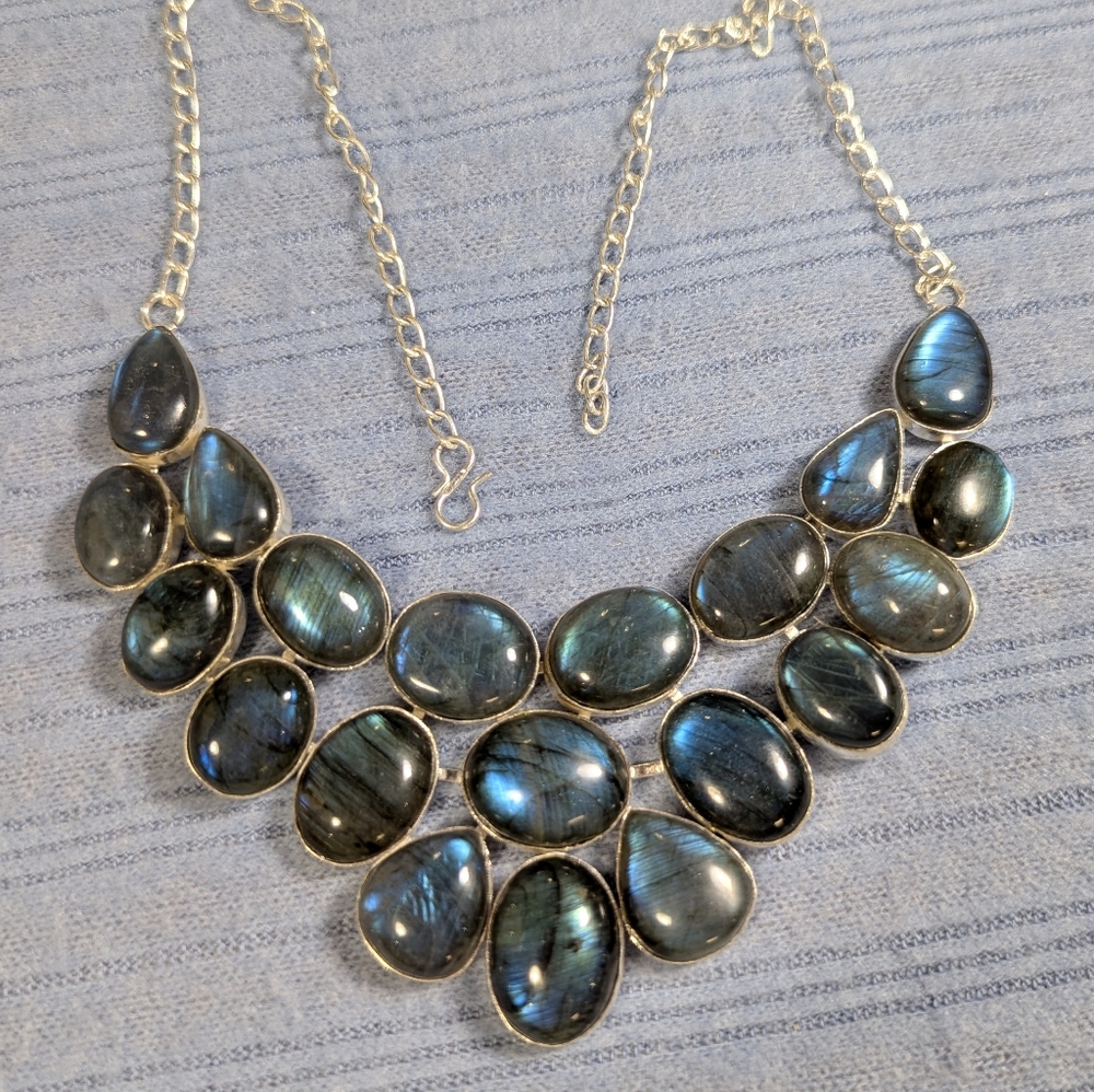 Labradorite Large Stone Statement Necklace - image 2